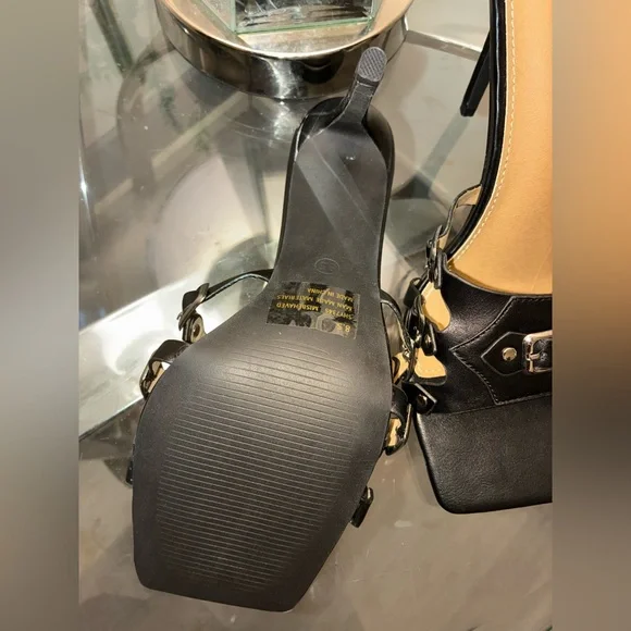 Love Edit Buckle Mule Stiletto | Square Toe Statement Heel | NWT | Black - Picture 4 of 7